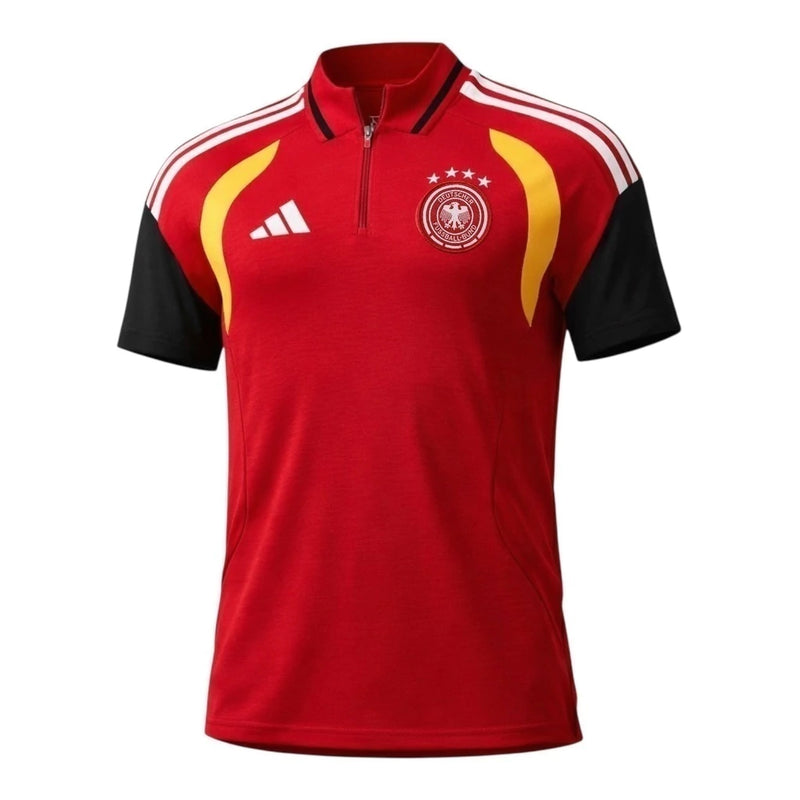 Camisa Polo Seleção Alemanha Treino 26/27 - Torcedor Adidas Masculina - Vermelha e preta