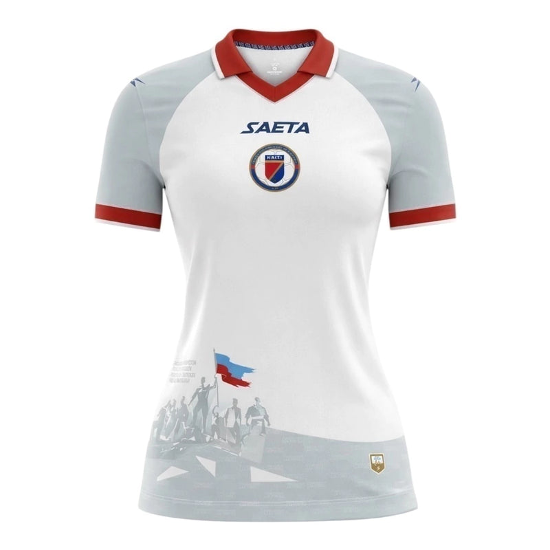 Camisa Seleção Haiti II 26/27 - Torcedor Saeta Feminina - Branca e cinza
