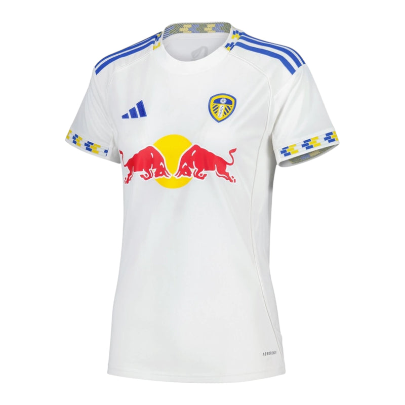 Camisa Leeds I 25/26 - Torcedor Adidas Feminina - Branca com detalhes em azul e amarelo