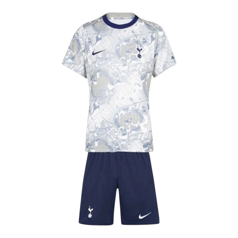 Kit Infantil Tottenham Pré-jogo 25/26 - Nike - Branco e azul com detalhes em cinza