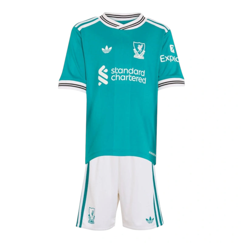 Kit Infantil Liverpool III 25/26 - Adidas - Verde e branco