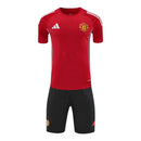 Kit Infantil Manchester United Treino 25/26 - Adidas - Vermelho e preto