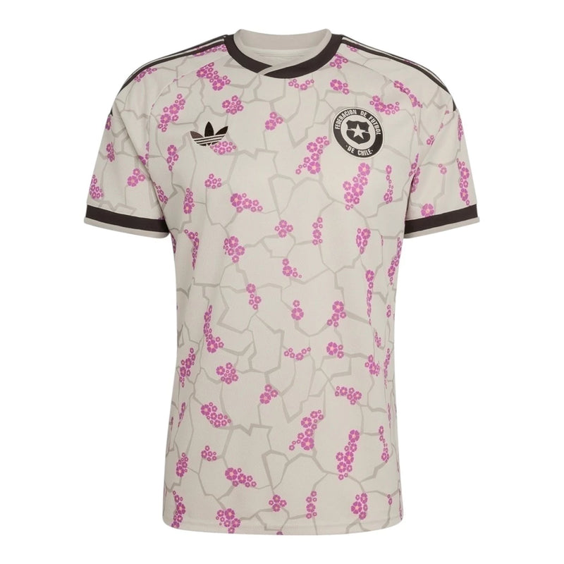 Camisa Seleção Chile II 26/27 - Torcedor Adidas Masculina - Bege com detalhes em marrom e rosa