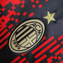 Camisa AC Milan 23/24 - Torcedor Puma Masculina - Preta com detalhes em vermelho