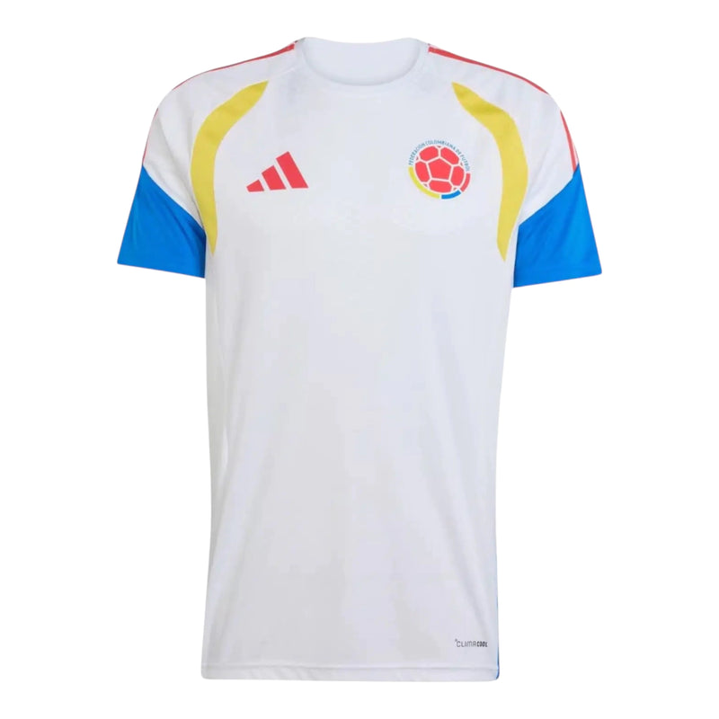 Camisa Seleção Colômbia Treino 26/27 - Torcedor Adidas Masculina - Branca com detalhes em azul e amarelo