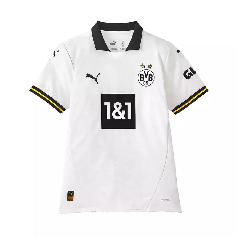 Camisa Borussia Dortmund III 24/25 - Torcedor Puma Feminina - Branca com detalhes em preto e amarelo