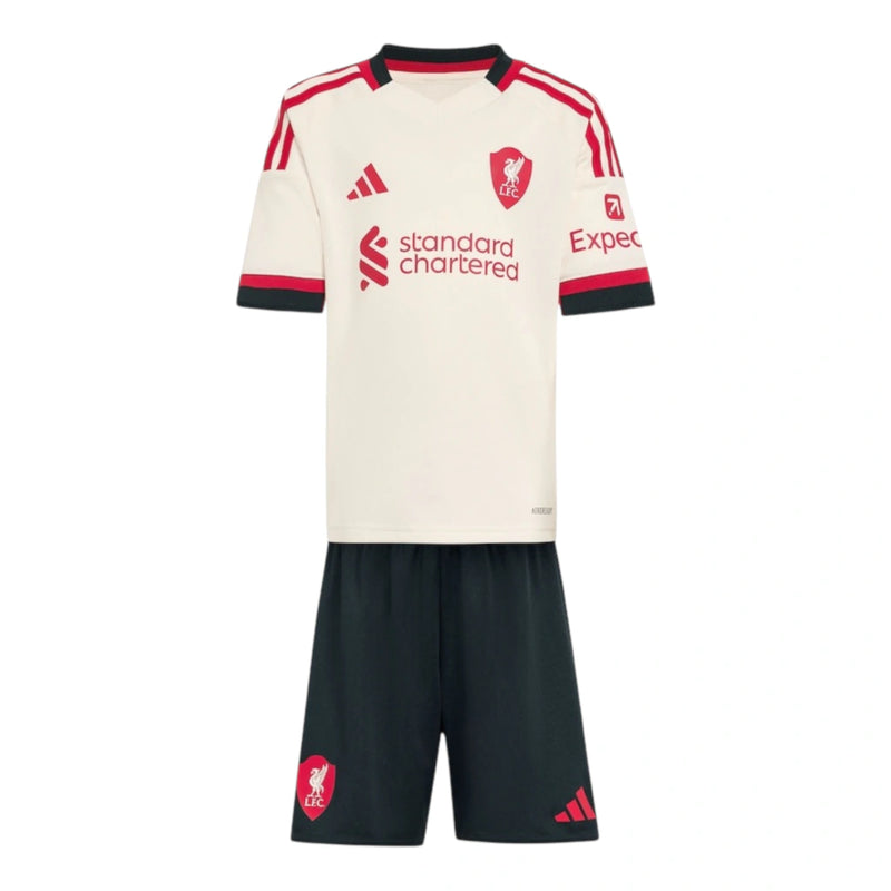 Kit Infantil Liverpool II 25/26 - Adidas - Bege e preto