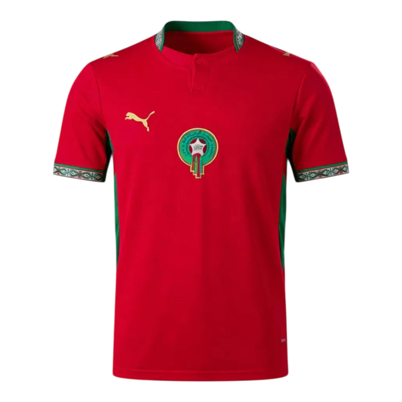 Camisa Seleção Marrocos I 26/27 - Torcedor Puma Masculina - Vermelha com detalhes em verde