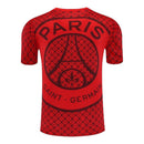 Camisa Paris Saint-Germain Pré-jogo 25/26 - Torcedor Nike Masculina - Vermelha com detalhes em azul