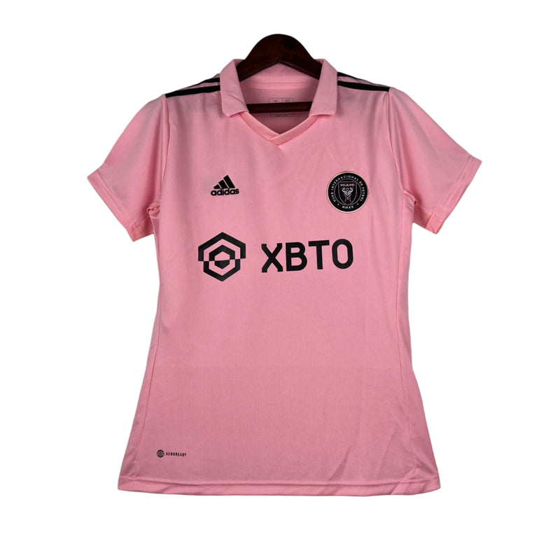Camisa Inter Miami I 23/24 - Torcedor Adidas Feminina - Rosa com detalhes em preto