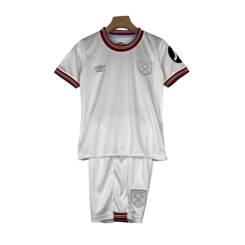 Kit Infantil West Ham II Umbro 23/24 - Branca com detalhes em vinho