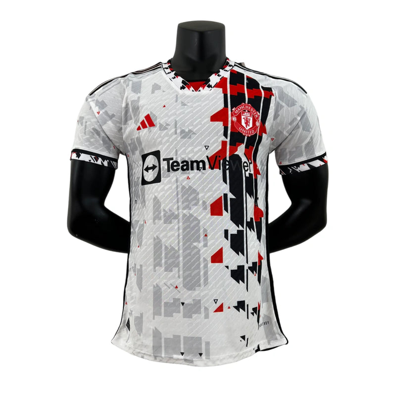 Camisa Manchester United Edição Especial 23/24 - Jogador Adidas Masculina - Branca com detalhes em preto e vermelho