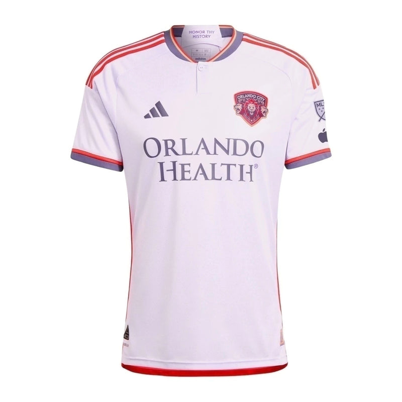 Camisa Orlando City II 24/25 - Torcedor Adidas Masculina - Branca com detalhes em roxo e vermelho