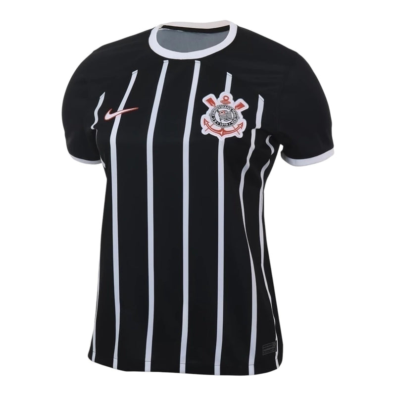 Camisa Corinthians II 23/24 - Torcedor Nike Feminina - Preta com listras brancas