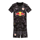 Kit Infantil Red Bull Bragantino Goleiro I 25/26 - Puma - Preto com detalhes em cinza e branco