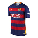 Camisa Retrô Barcelona I 2015/16 - Masculina Nike - Azul com listras em vermelho e detalhes em amarelo