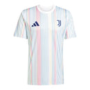 Camisa Juventus Pré-jogo 25/26 - Torcedor Adidas Masculina - Branca com detalhes em rosa e azul