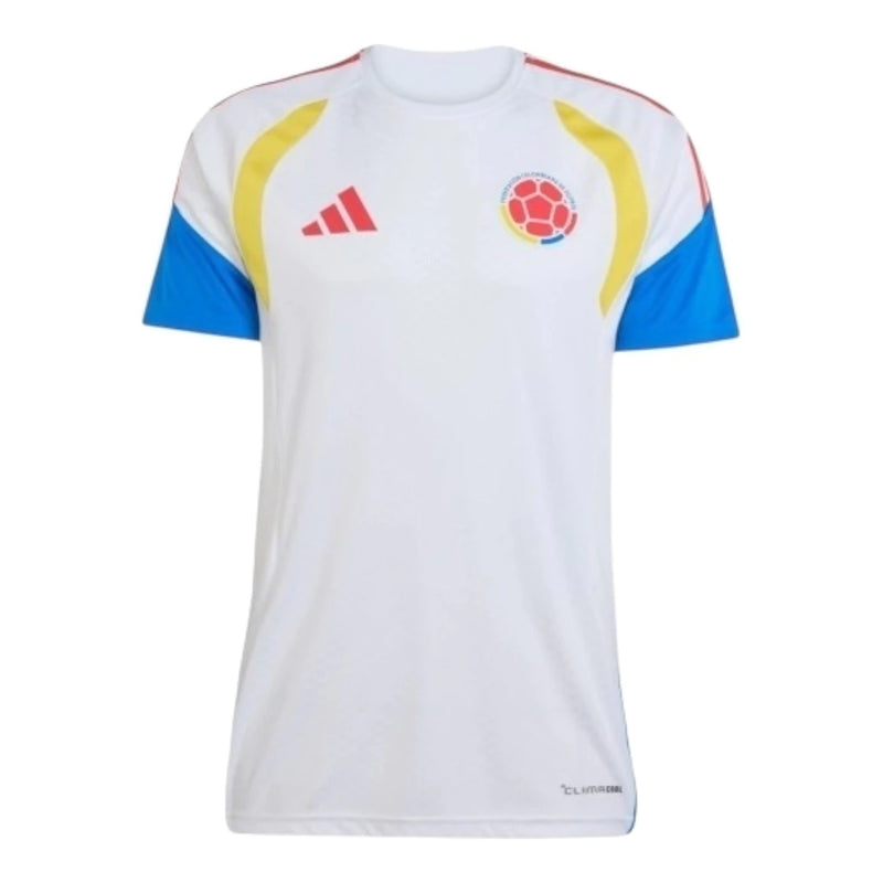 Camisa Seleção Colômbia Treino 26/27 - Torcedor Adidas Feminina - Branca com detalhes em azul e amarelo