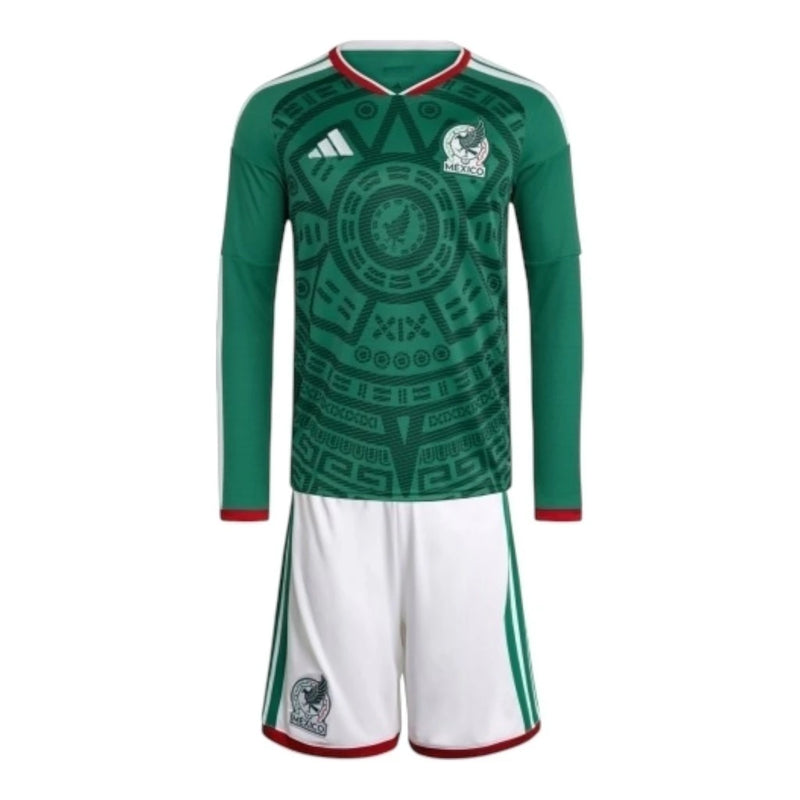Kit Infantil Seleção México I 26/27 manga longa - Adidas - Verde e branco