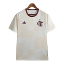 Camisa Flamengo Pré Jogo 2024 - Torcedor Adidas Masculina - Branca com detalhes em bege e vinho
