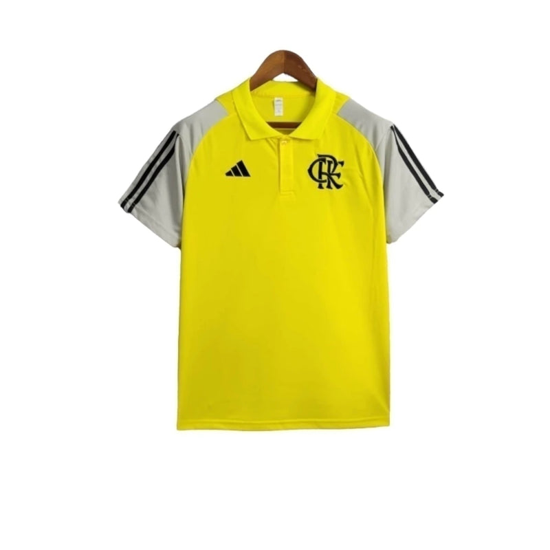 Camisa Flamengo Treino 24/25 polo - Torcedor Adidas Masculina - Amarela com detalhes em preto e cinza