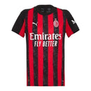 Camisa AC Milan I 25/26 - Torcedor Puma Feminina - Preta e vermelha com detalhes em cinza