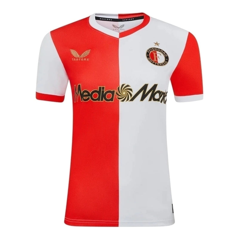 Camisa Feyenoord I 25/26 - Torcedor Castore Feminina - Branca e vermelha