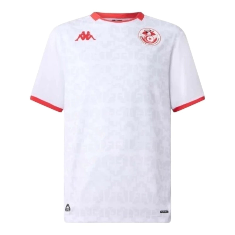 Camisa Seleção Tunísia II 26/27 - Torcedor Kappa Masculina - Branca com detalhes em vermelho