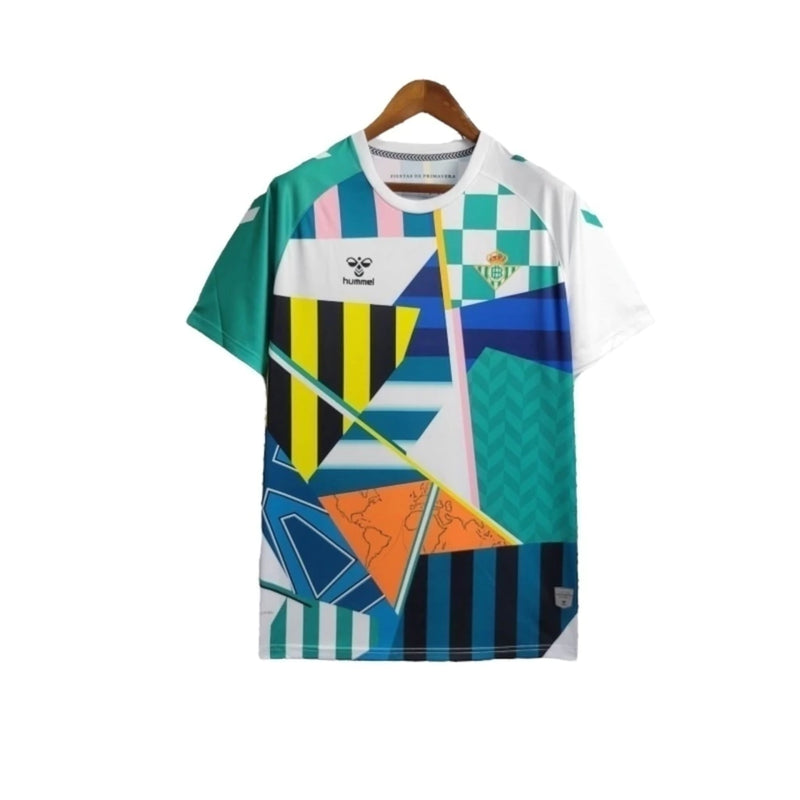Camisa Real Bétis Edição comemorativa 24/25 - Torcedor Rhumell Masculina - Branca com detalhes coloridos