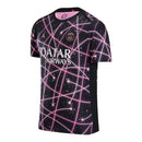 Camisa Paris Saint-Germain Pré-jogo 25/26 - Torcedor Jordan Masculina - Preta com detalhes em rosa