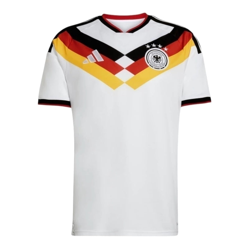 Camisa Seleção Alemanha I 26/27 - Torcedor Adidas Masculina - Branca com detalhes em amarelo e vermelho
