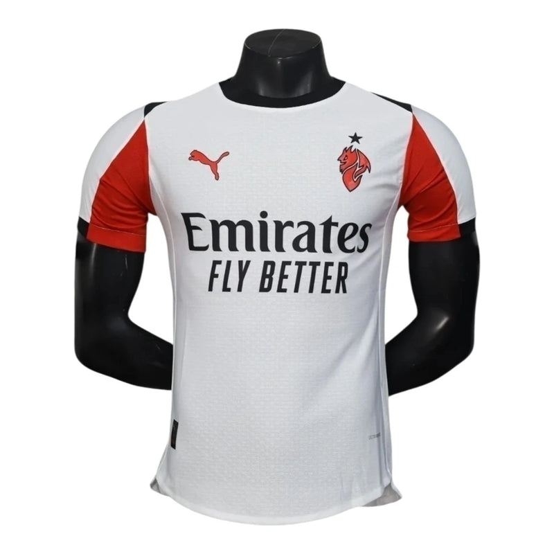 Camisa AC Milan II 25/26 - Jogador Puma Masculina - Branca com detalhes em vermelho e preto