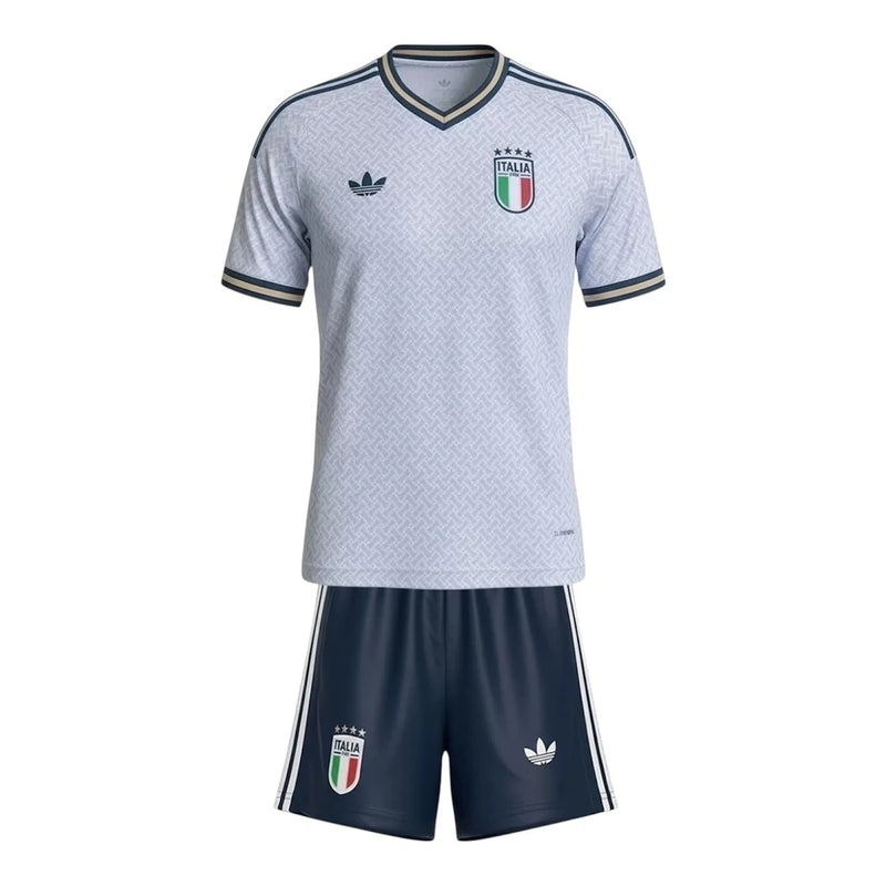 Kit Infantil Seleção Itália II 25/26 - Adidas - Branco e azul