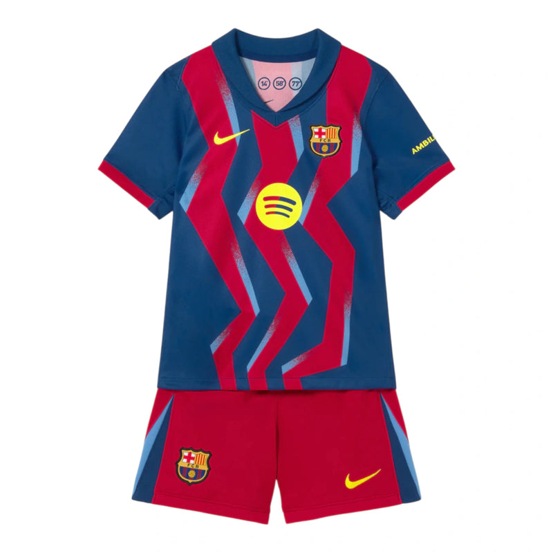 Kit Infantil Barcelona IV 25/26 - Nike - Azul e vermelho