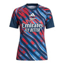Camisa Arsenal Pré-jogo 26/27 - Torcedor Adidas Feminina - Preta com detalhes em vermelho e azul