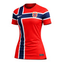 Camisa Seleção Noruega I 26/27 - Torcedor Nike Feminina - Vermelha com detalhes em azul