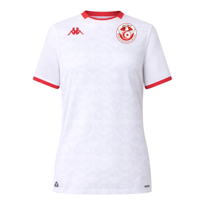 Camisa Seleção Tunísia II 26/27 - Torcedor Kappa Feminina - Branca com detalhes em vermelho