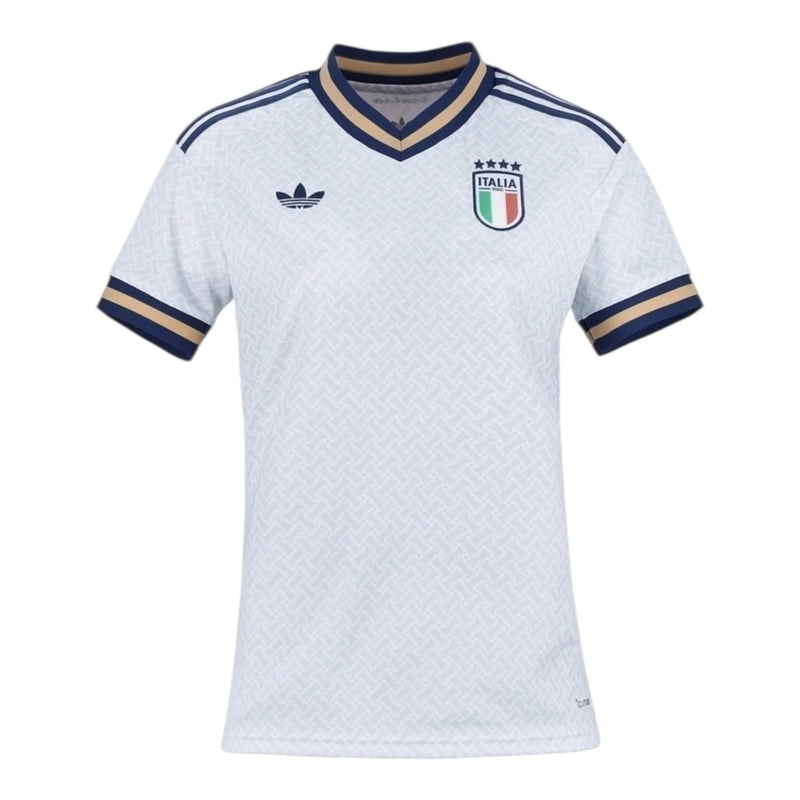 Camisa Seleção Itália II 26/27 - Torcedor Adidas Feminina - Branca com detalhes em azul