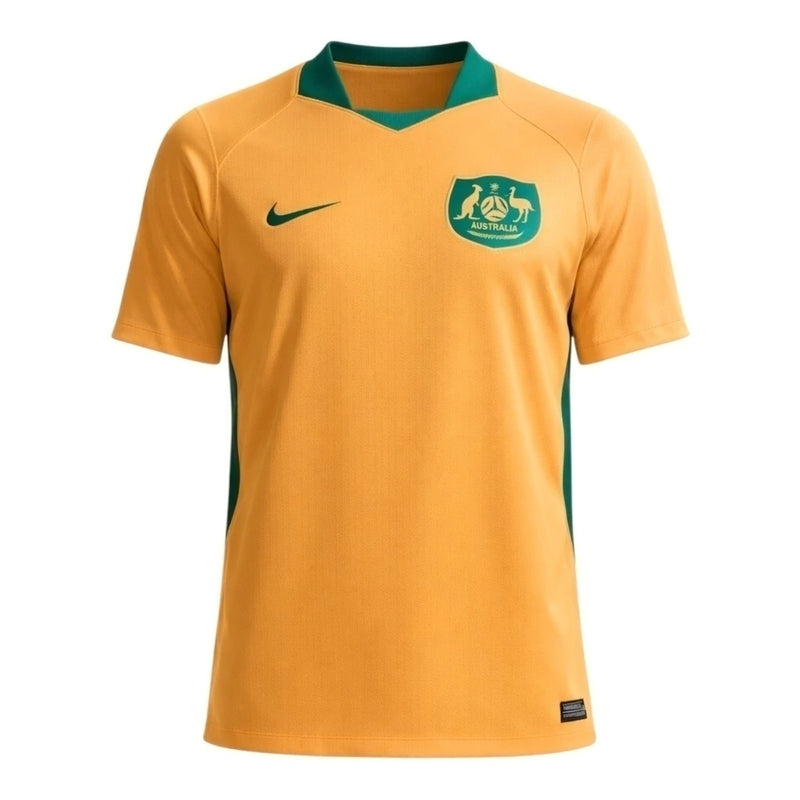 Camisa Seleção Austrália I 26/27 - Torcedor Nike Masculina - Amarela com detalhes em verde