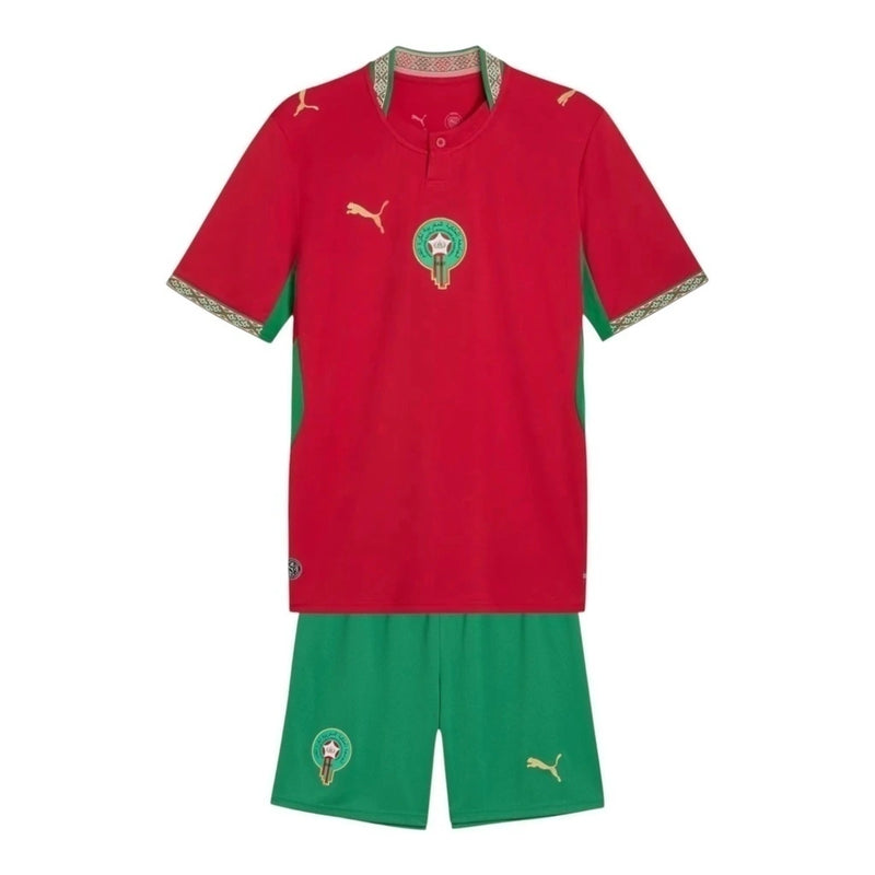 Kit Infantil Seleção Marrocos I 26/27 - Puma - Vermelho e verde